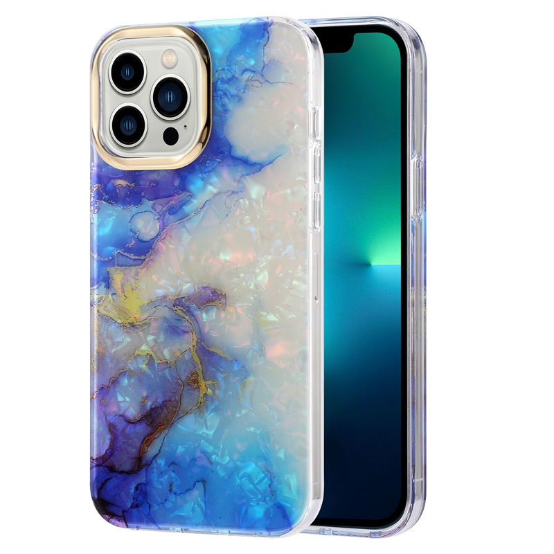 Marmorskal mjuk imd tpu fall för iPhone 15 14 plus 13 pro max 12 11 iPhone15 mode bling bling kromad plätering metallisk flöde rock sten mobil bakre telefon täcker hud