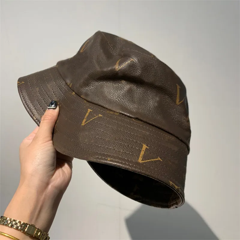 Designer Bucket Hat For Men Womens Luxury Casquette Leather Boater Hats Outdoor Wide Brim Sunhat Unisex Casual Caps Brown Ball Cap 2308143BF
