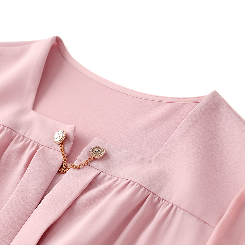 2023 Vestido de cintura de cor sólida rosa de verão rosa