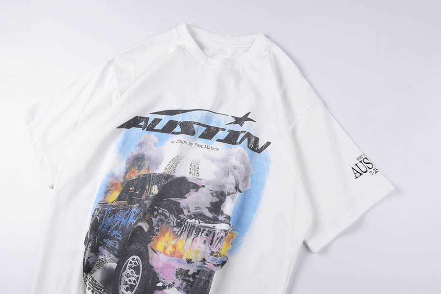 Tees Herren T -Shirts Designer Austin Car Printed Shirt Street Fit Shorts Ärmeln Kleidung US Größe 23fw