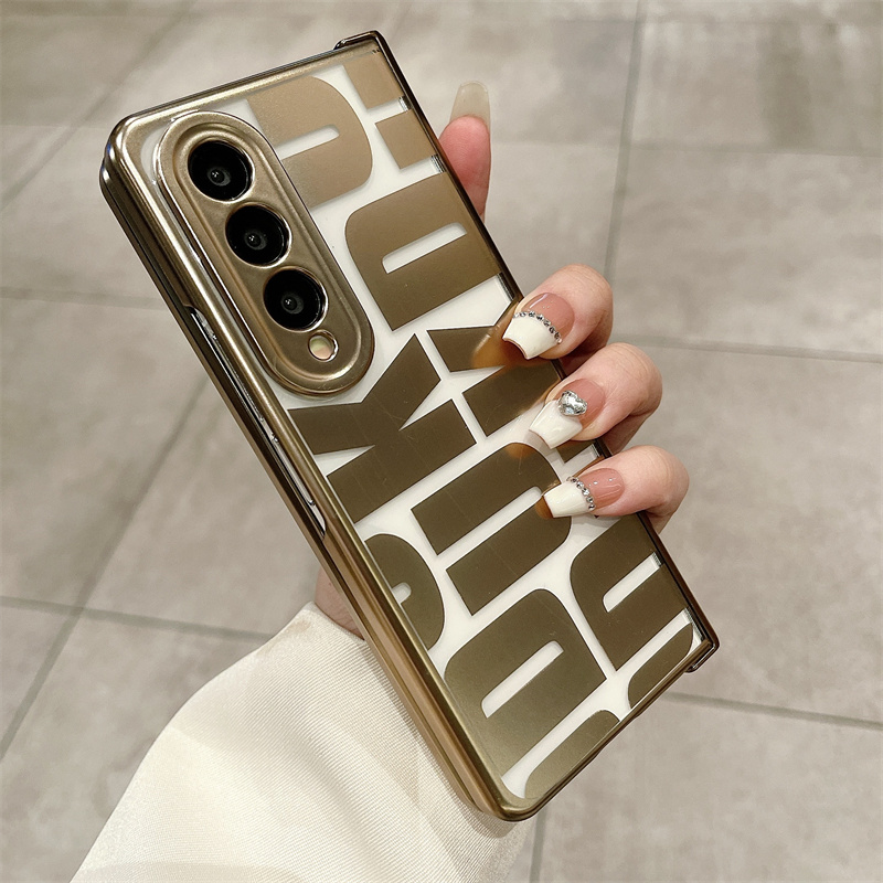 Luxury Plating Designer Vogue Phone Case för Samsung Galaxy Folding Z Fold5 Fold4 Fold3 Fold2 5G Hållbart Styliskt membran gångjärn Skyddsveckskal stötsäker