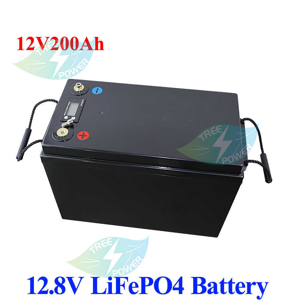 12V 200Ah LiFePO4 Battery BMS Lithium Power Batteries 3000 Cycles For 12.8V RV Campers Golf Cart Off-Road Off-grid Solar Wind