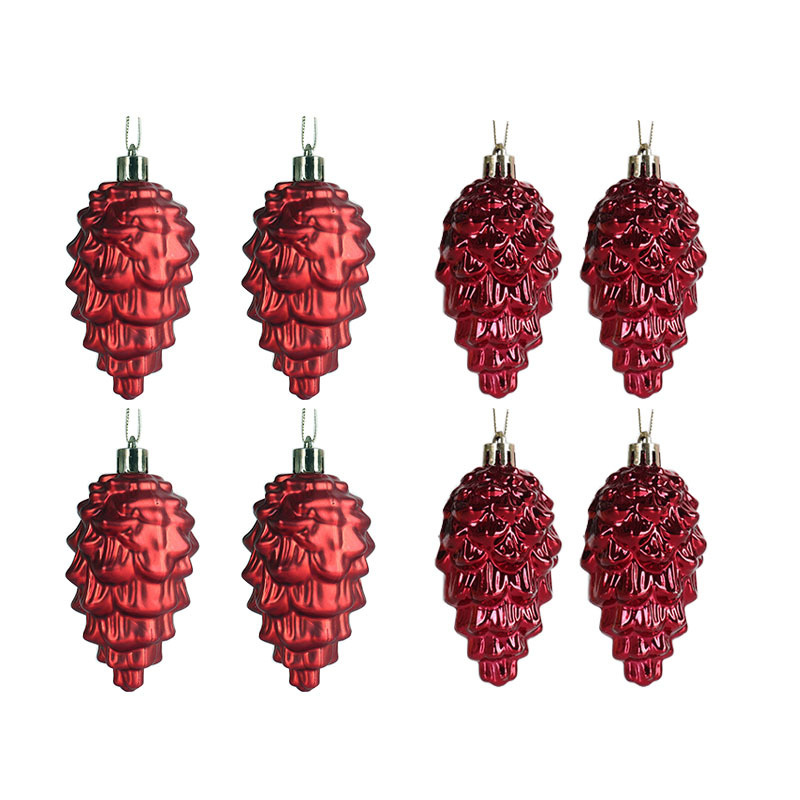 Ornamento di pinecone di Natale 9 cm cono in plastica appesa a una decorazione di alberi di Natale dipinta