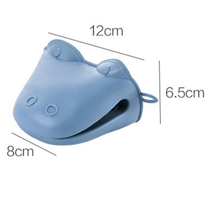 Luvas de silicone de desenho animado hippo fofo espessado de alta temperatura resistente ao microondas Use luvas anti -escaldas acessórios de cozinha de cozinha