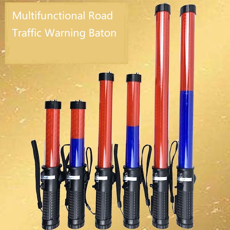 Rechargeable LED Command Traffic Baton Red Bue Fluorescent Guidance Baton Fire Emergency Warning Light