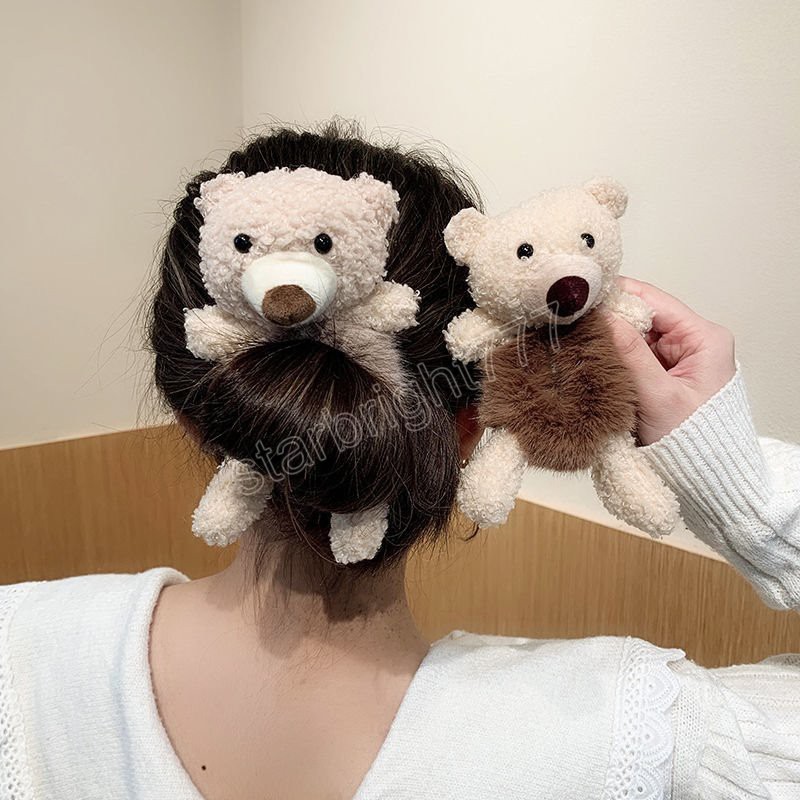 女の子のふわふわヘアリングウサギの耳弾性ヘアバンドキャンディーカラーヘアロープ素敵なスクランチプラッシュヘアロープヘアアクセサリー