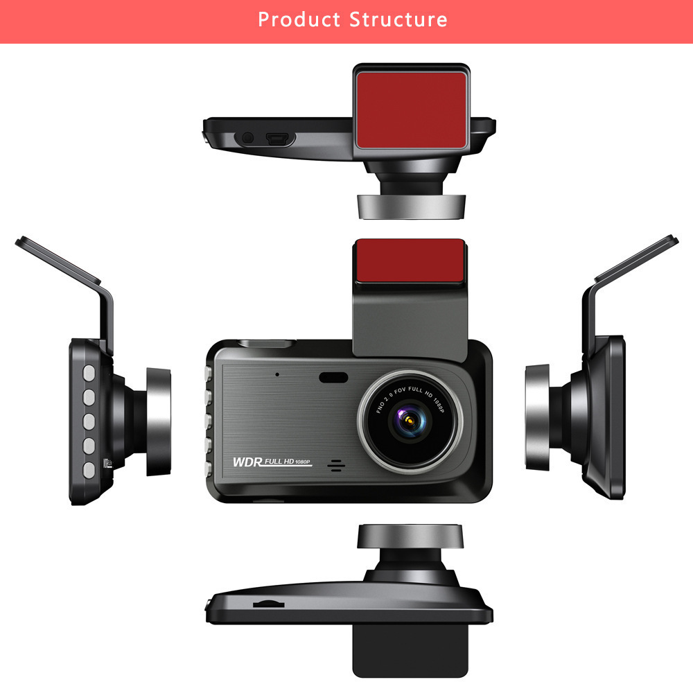 4.0 inç araba DVR 1080p Full HD Dash Cam Çift Lens Kamera 170 Derece Geniş Açılı Video Döngüsü Kayıt Araç Desteği WiFi X5