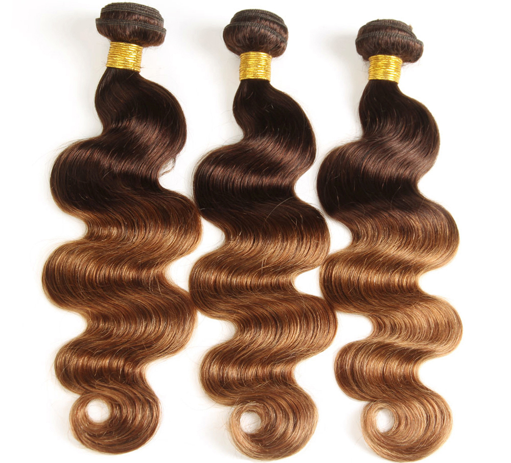 Ombre Body Wave Bündel mit Verschluss brasilianischem menschlichen Haarbündel mit Verschluss T4/30 farbige Bündel mit Spitzenverschluss