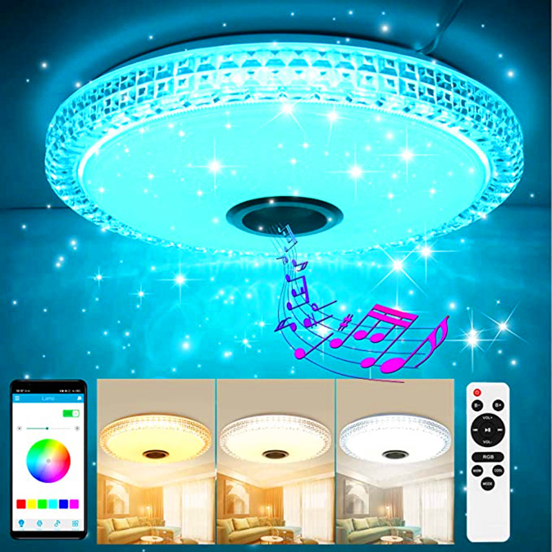 LED Ceiling Light Smart App Control RGB Music Ceiling Lamp Bluetooth Speaker Indoor Living Recreation Room Bedroom Light110/220V