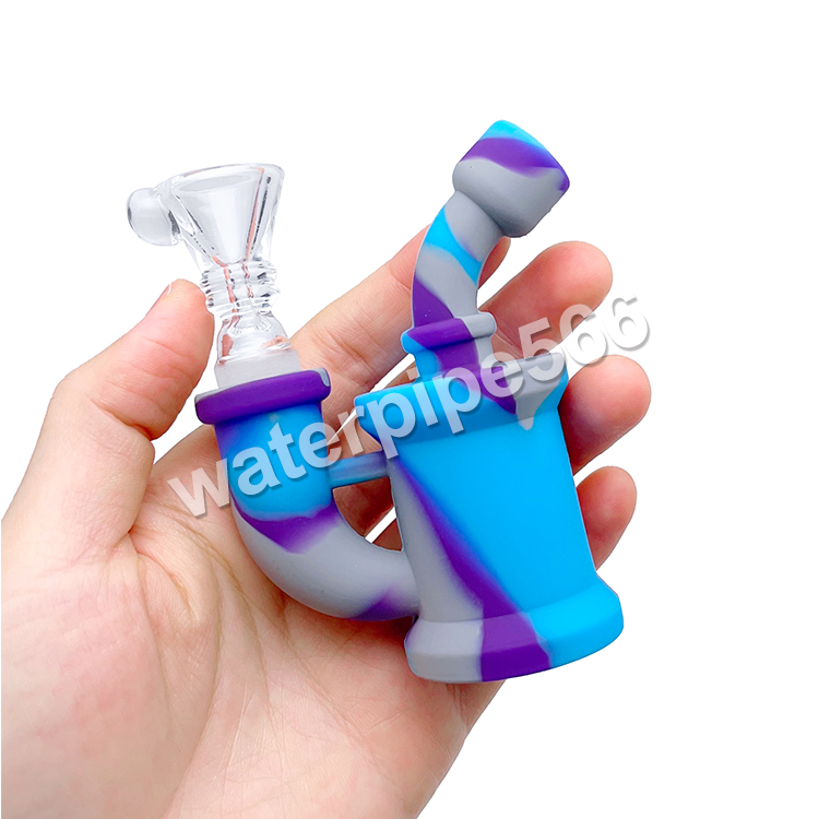 DHL Free Mini Silicone Bong Water Pipe oil rig with Glass Bowl glass pipes smoke accessory