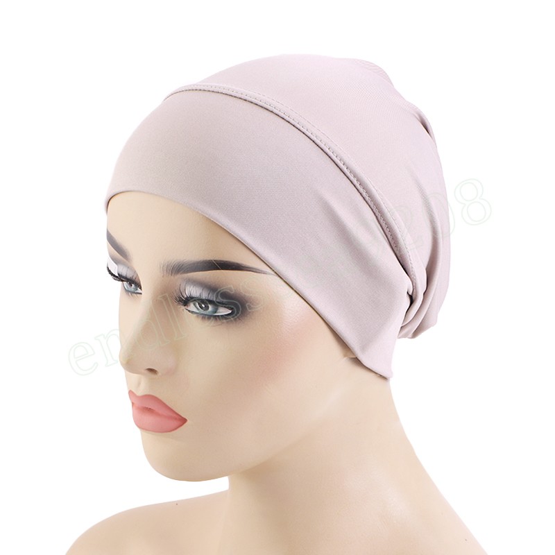 NIEUWE VROUWEN MUSLIM BINNEN HAJAB CAPS ISLAMISCHE ONDERSTEKBAAT Bonnet Stretch Hoofdband Turban Chemo Hat Instant Head Wrap Turbante Mujer