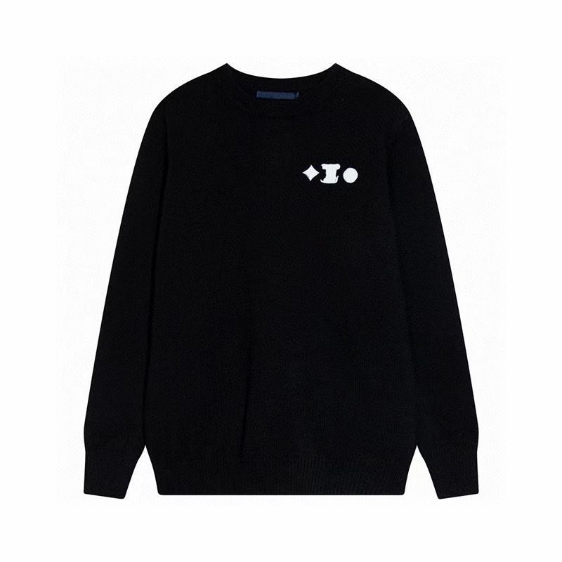 designer men sweater design round neck printed embroidered knitted woolen sweater jacquard blue sweater high quality fashio casual loose fit women sweater black