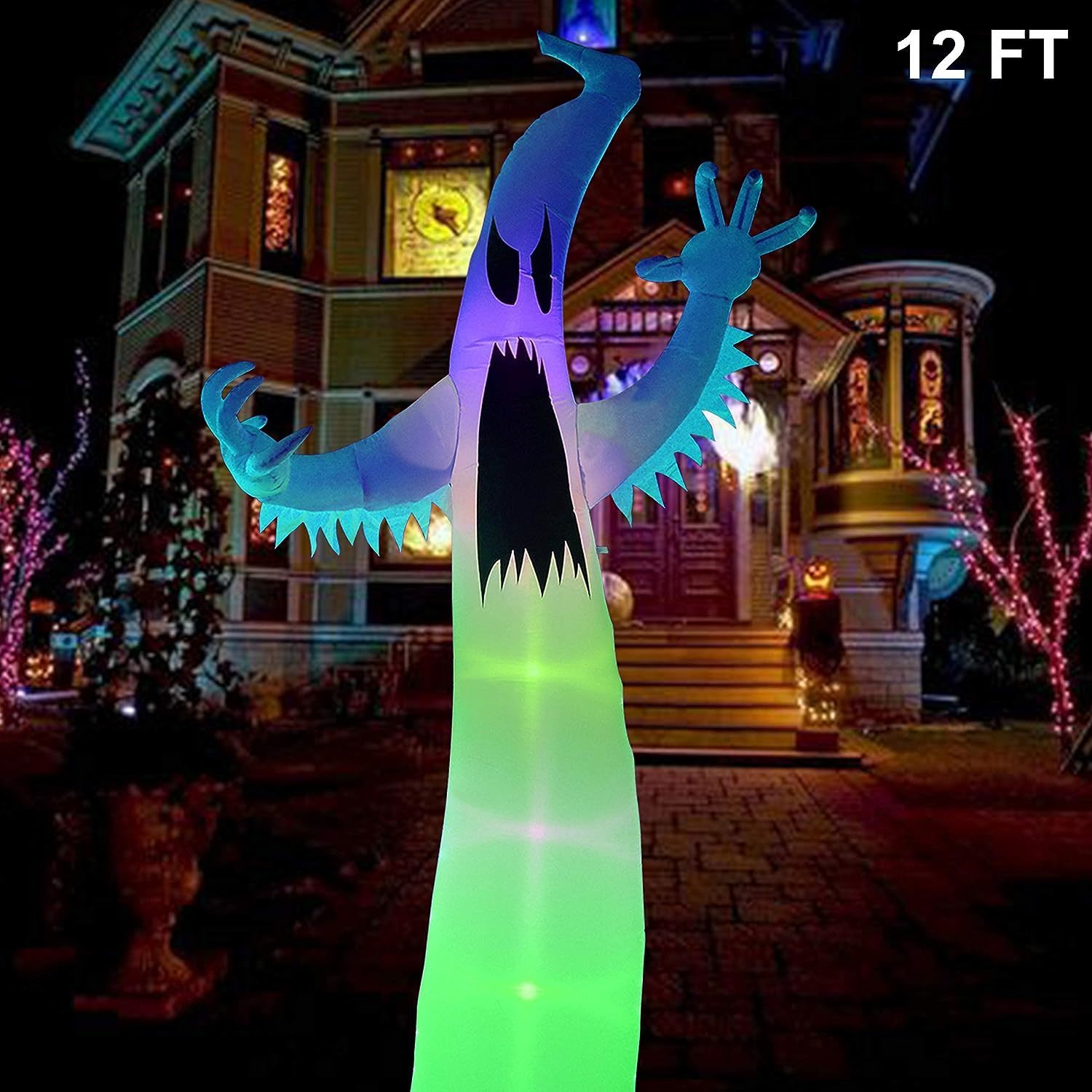 Other Event Party Supplies Halloween Inflatable 12FT Ghost with LED RGB Color Changing Light Indoor Outdoor Yard Lawn Decoration 230815