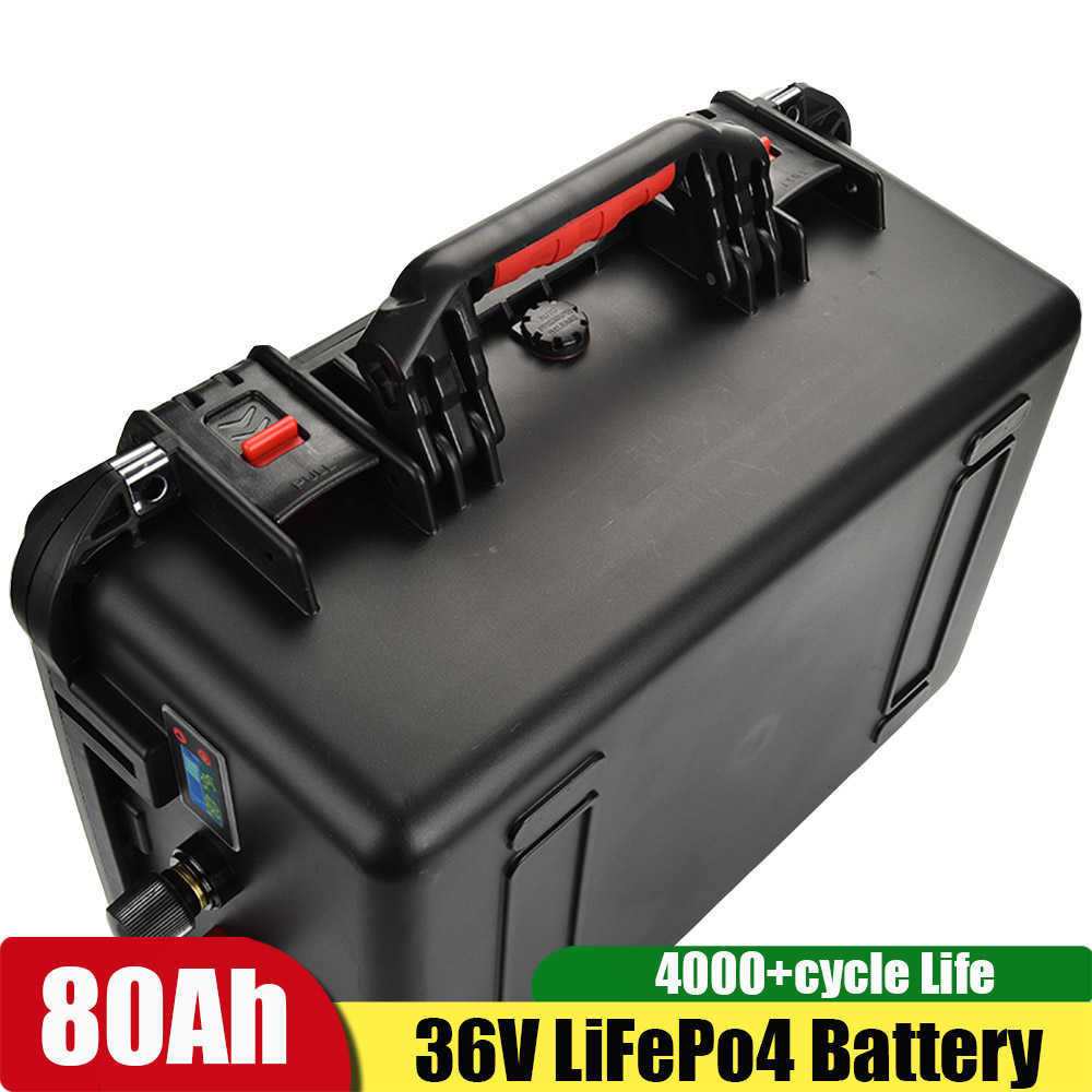 Waterproof Lifepo4 battery 36V 80Ah with BMS for 80lbs 112lbs trolling motor sea fishing boats +10A charger