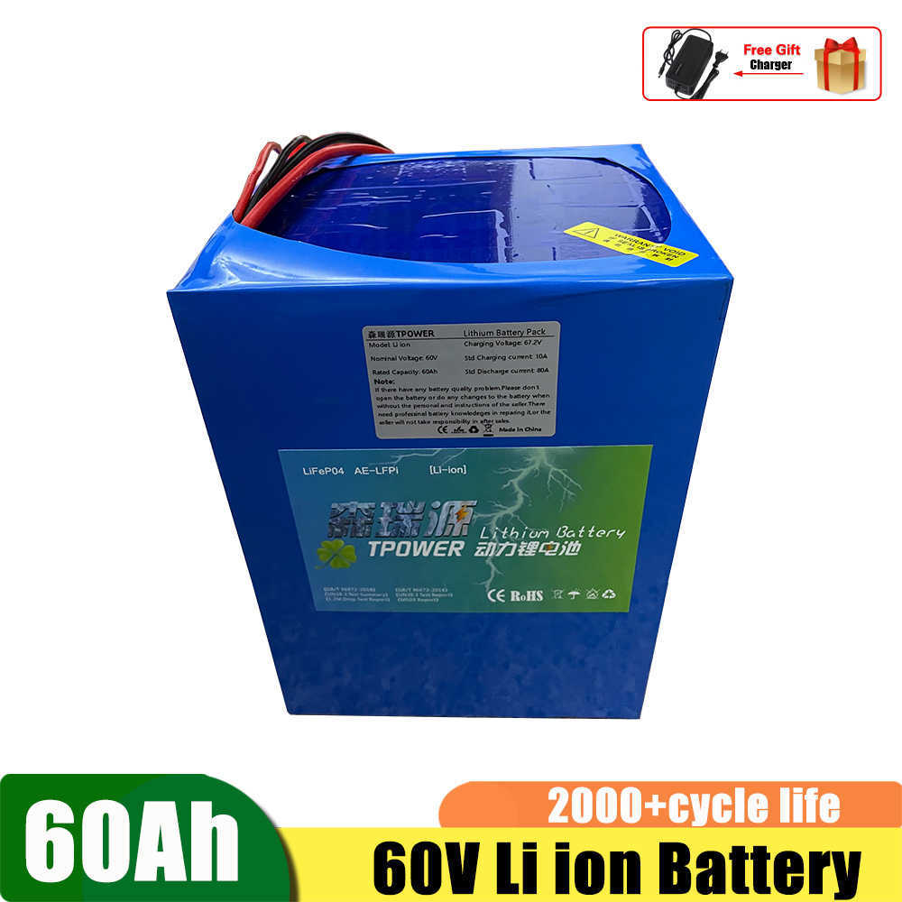 60V 60AH Lithium ION BATERIA BMS 6000W 3500 W Electric Quadricycle Ticicicle Scooter VEICOLO MOTORE VEICOLO EBIKE +10A Caricatore