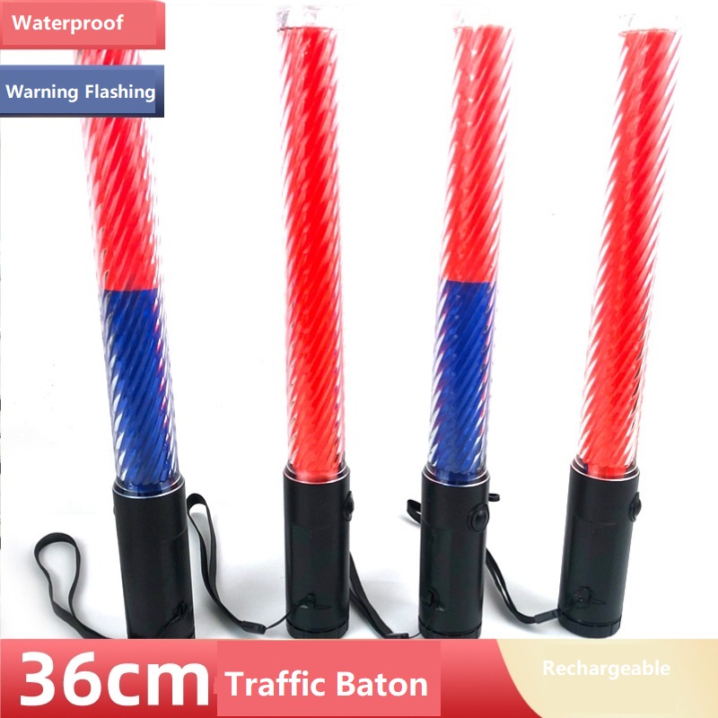 36cm şarj edilebilir sert PVC Yol Trafik Baton Kılavuzu Konser Floresan İstemi Stick LED UYARI YANITLI Sinyal Işığı