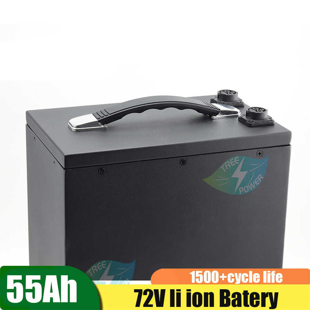 72V 55AH LITIUM LI JON Batteripaket med 60A BMS för elmotorcykel E-SCOOTER +10A-laddare