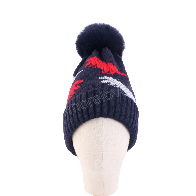 New Winter Warm Kids Knitted Hat Toddler Boys Dinosaur Hat Cute Pompom Baby Thickened Beanie Children Girls Hats Bonnet Gorras