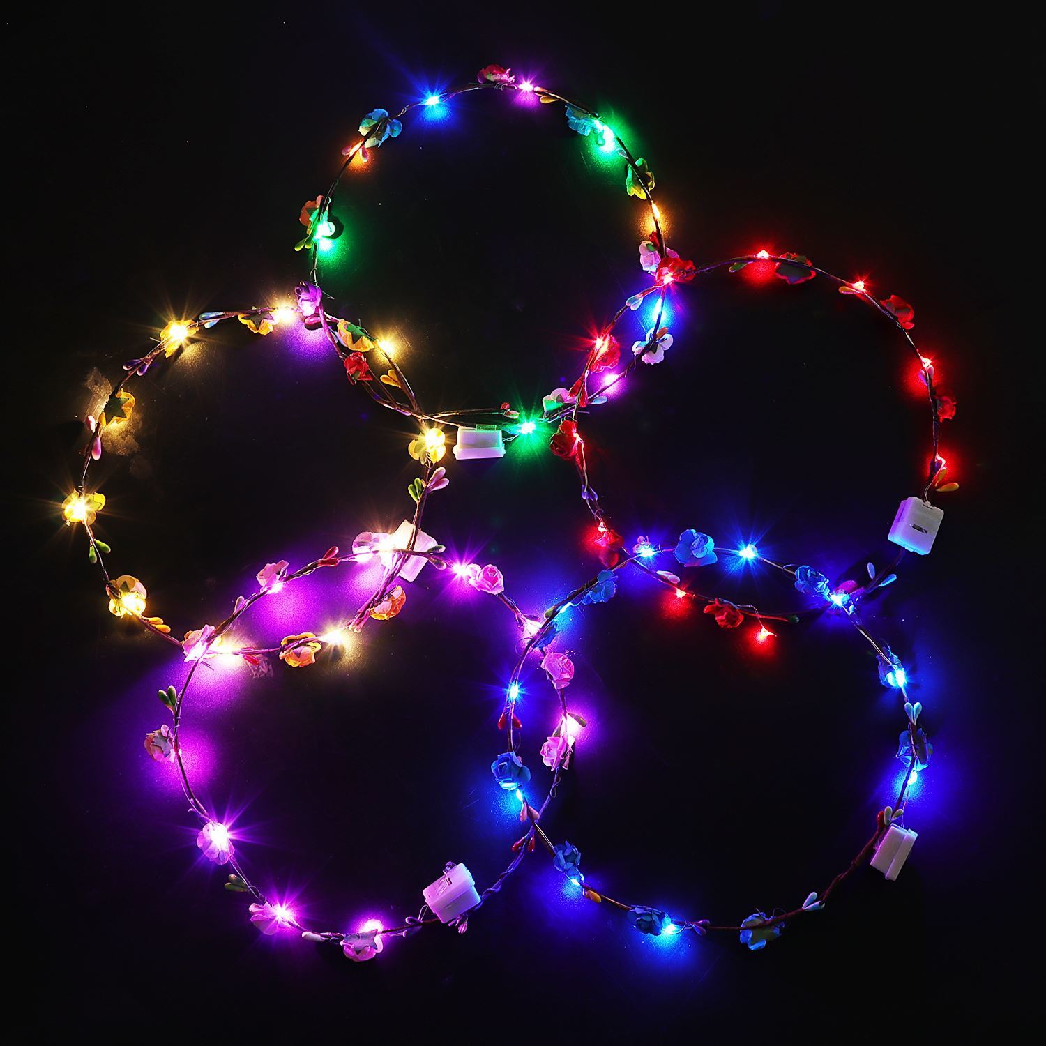 Headwear Hair Accessories Flower Wreath Luminous 10-LED Headpiece Garland Crown Flower Headband Glowing Wreath For Wedding Party Christmas Garlands 230815