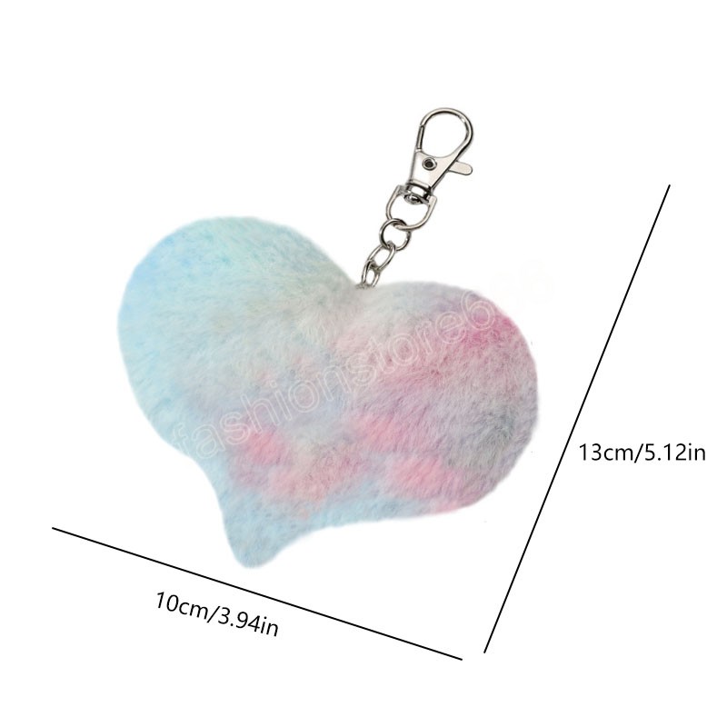 Soft Colorful Plush Keychain Peach Heart Star Butterfly Fur Ball Pendant Keyring For Women Girl Backpack CharmCar Hanging Access