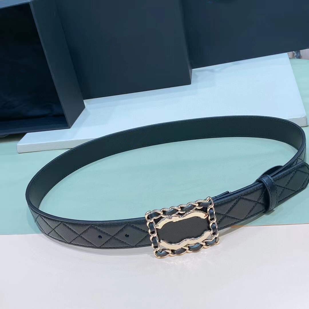 Fashion 2023 Runway Weaving Cowhide Belt Black Genuine Leather Waist Chain Women Dress Decorative Waistband Autumn Designer Party Belts 3.0 CM