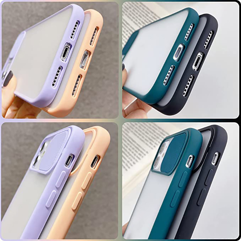 Sliding Camera Cover Cell Phone Cases For Iphone 15 14 13 12 11 Pro Max XsMax Xr Xs X 7 8 Plus Smooth touch Candy Color Designer Shockproof Phone Case