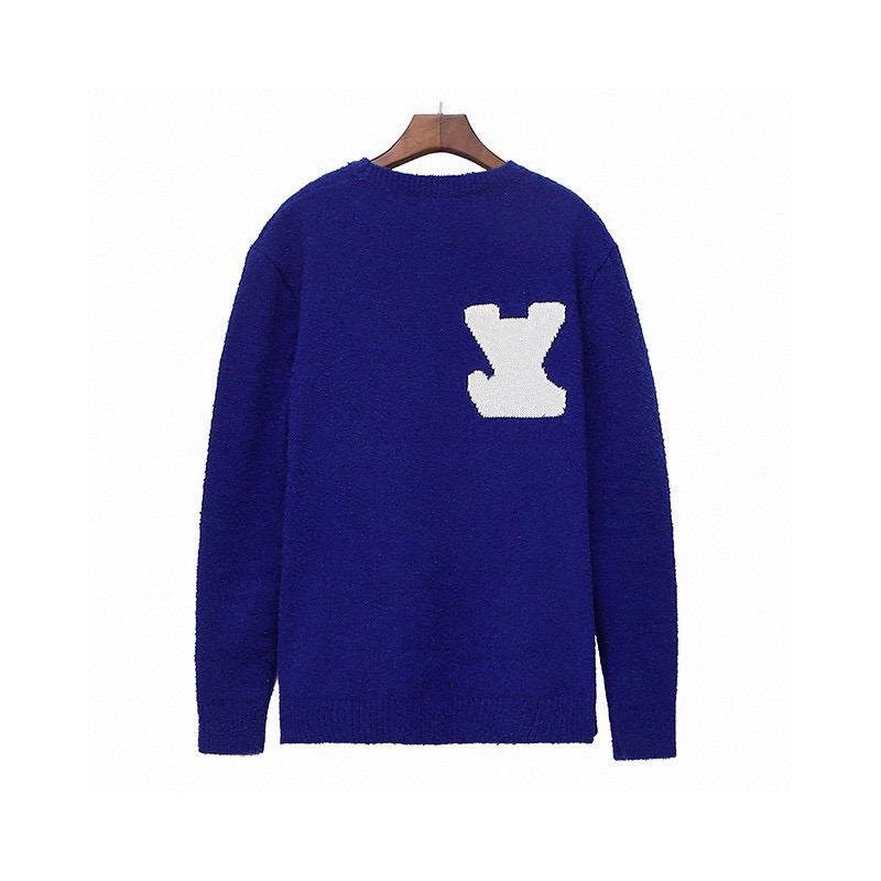 designer men sweater design round neck printed embroidered knitted woolen sweater jacquard blue sweater high quality fashio casual loose fit women sweater black