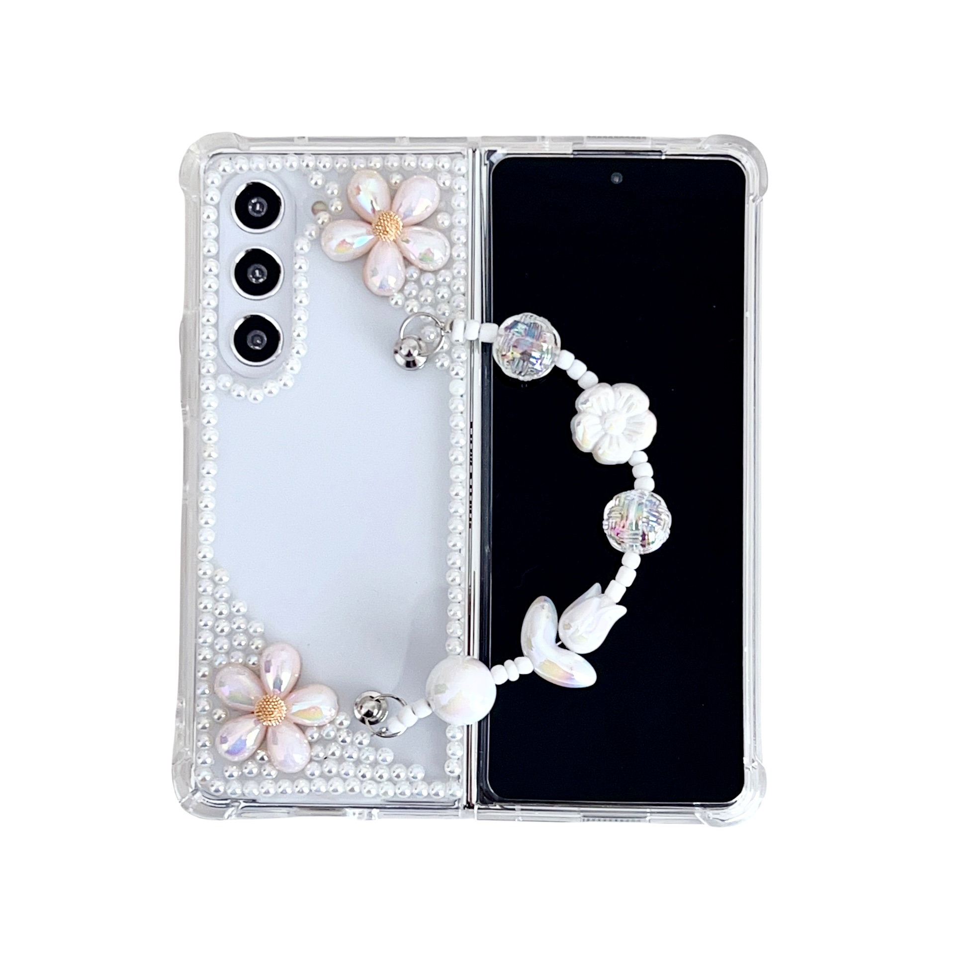 Fold5 Blume Bling Pearls Hüllen für Samsung Galaxy Z falten 5 4 3 Zfold4 Zfole 5 Fold4 Luxur