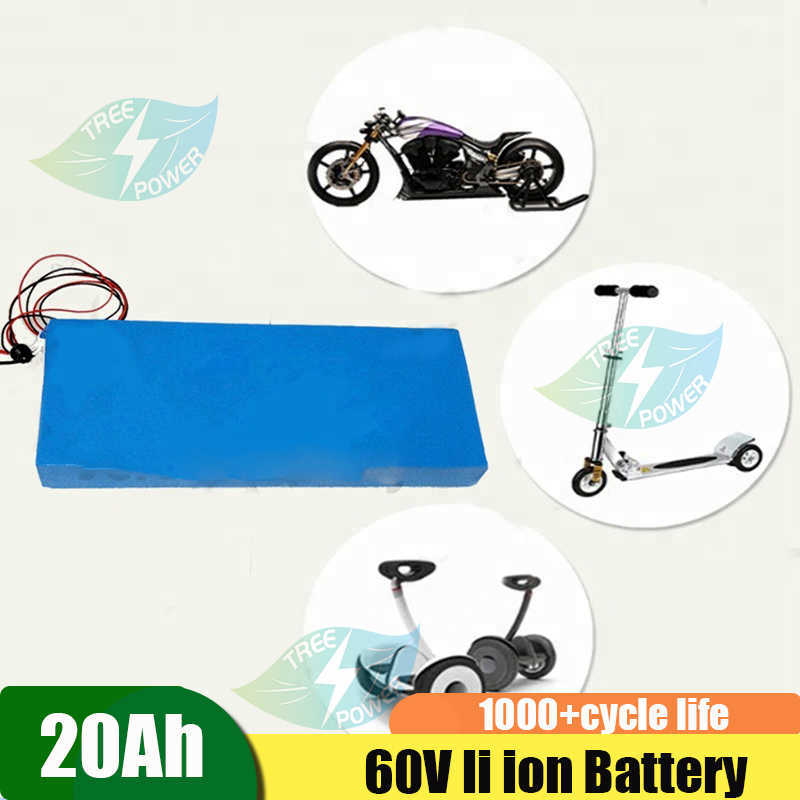 60V 20AH Lítio Bateria 18650 BMS 60V Li Ion Recarregável para 60V 1500W 1800W E-BIKER SCIKER SCIKE