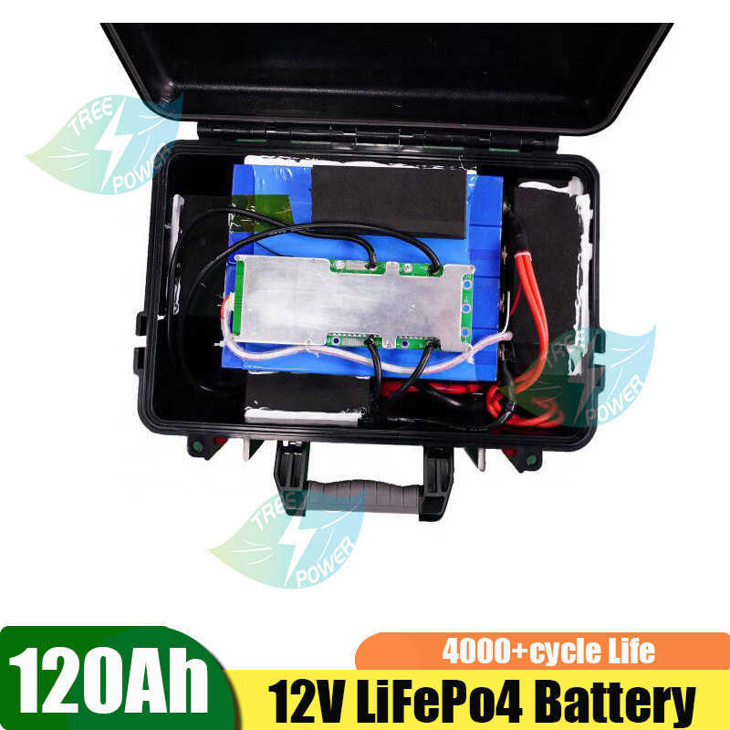 Batteria di batteria al litio da 120 a 120 AH impermeabile batteria ricaricabile al litio portatile il motore di pesca a pesca a pesca+caricatore