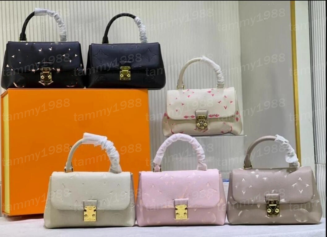 10a Bolso de diseñador Mujeres Patrón de cuero genuino en estampado Madeleine BB Bag Bag Bags Hombino Bolsas de cuerpo cruzado bolsas de bolsas de bolsas de bloqueo