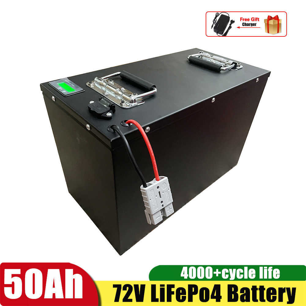 5000W 72 Volt Lifepo4 Pil Paketi 72V 50AH 60AH Lityum İyon Pil Ebike Scooter Motosiklet Pil Paketi+ 10A Şarj Cihazı