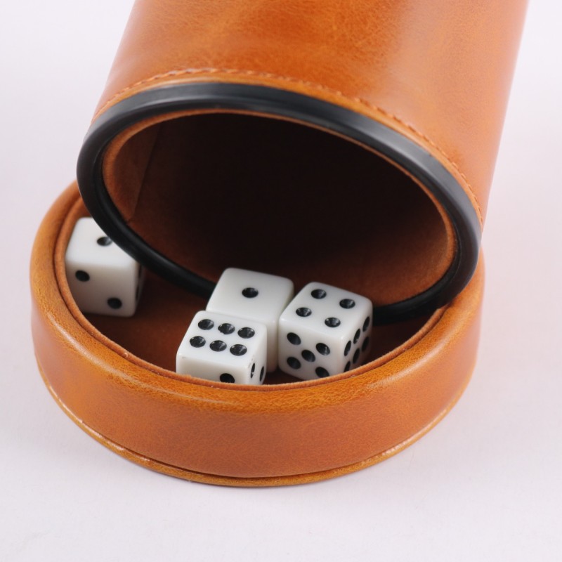 Dice Cup Brown Leather Pu Siee Cupflannelettettetette Silent Dice Cuce Cup Game Party Props