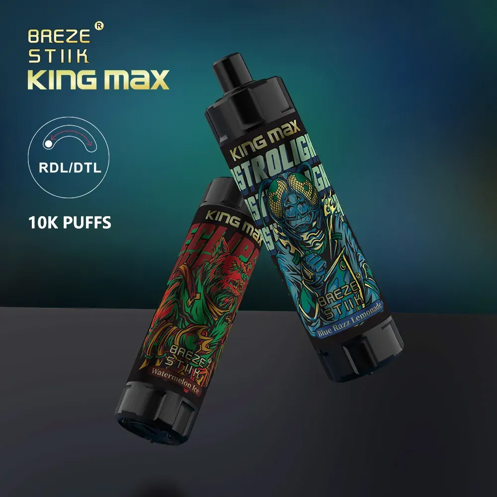 Breze Stiik Kingmax 10000 Puff 10K Disponível Vape Sub-OHM Bobina para DTL com fluxo de ar ajustável 850mAh Bateria recarregável 20ml Departamento de pods 0 1% Tornado Puff 10000