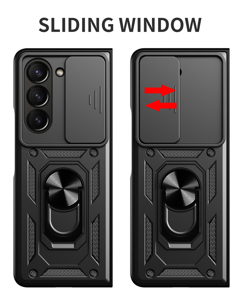 Z Fold 4 Przesuwne okno PC+TPU+Metalowa pokrywa telefonu dla Samsung Galaxy Z Fold 5 Kick -Staund Magnetyczna obudowa pancerza