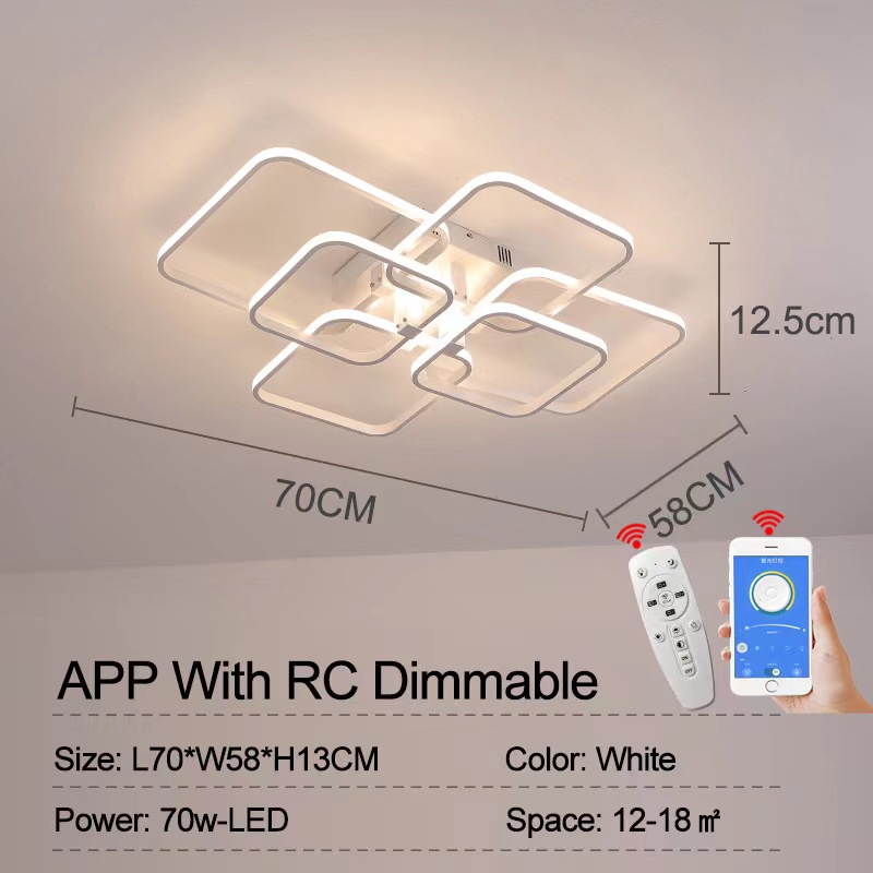 APP Dimmable RC Led Ceiling Lights Chandelier For Living Room Bedroom Study Room Smart Home Alexa Modern Led Chandelier Fixtures