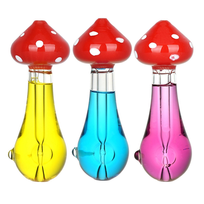 Colorful Mushroom Style Freezable Liquid Pyrex Thick Glass Pipes Handmade Portable Filter Dry Herb Tobacco Spoon Bowl Smoking Bong Holder Handpipes Hand Tube