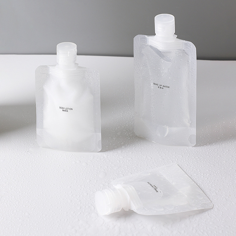 Portable Travel Refillable Empty Squeeze Pouch Refillable Stand-up Empty Packaging Bags Liquid Clear Plastic Empty Packaging Bag for Lotion Shampoo Face Cream