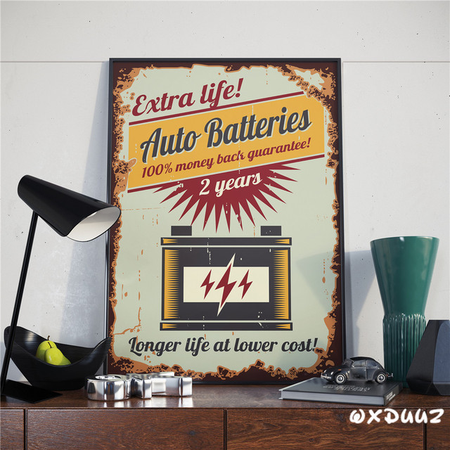 Retro vintage oude auto -posters en printt benzinestation industriële stijl canvas schilderen schilderen familie muur kunst woonkamer jongens slaapkamer decor wo6