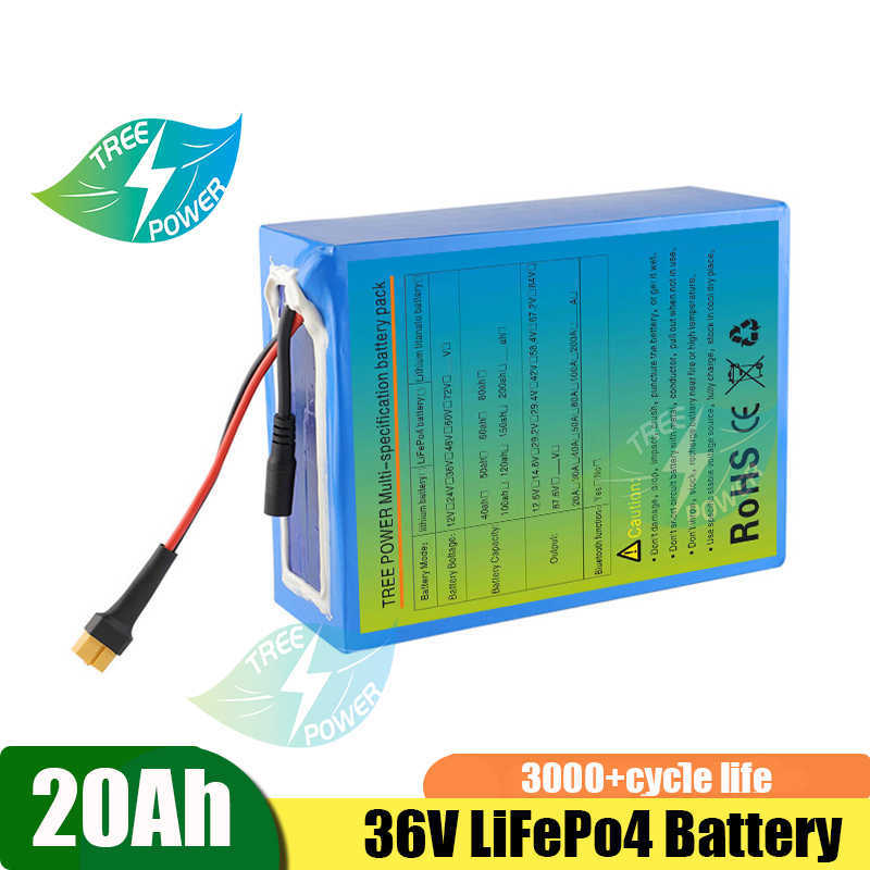 Laddningsbart LifePo4 -batteri 36V 20AH 15AH LITIUM Batteri med BMS för elektrisk cykelskoter Skate Board+laddare