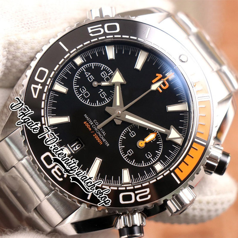 OMF V4 A9900 Chronograph Automatic Mens Watch 215.30.46.51.01.002 Black Orange Ceramic Bezel Stainless Bracelet Black Balance Wheel Super Edition eternity Watches