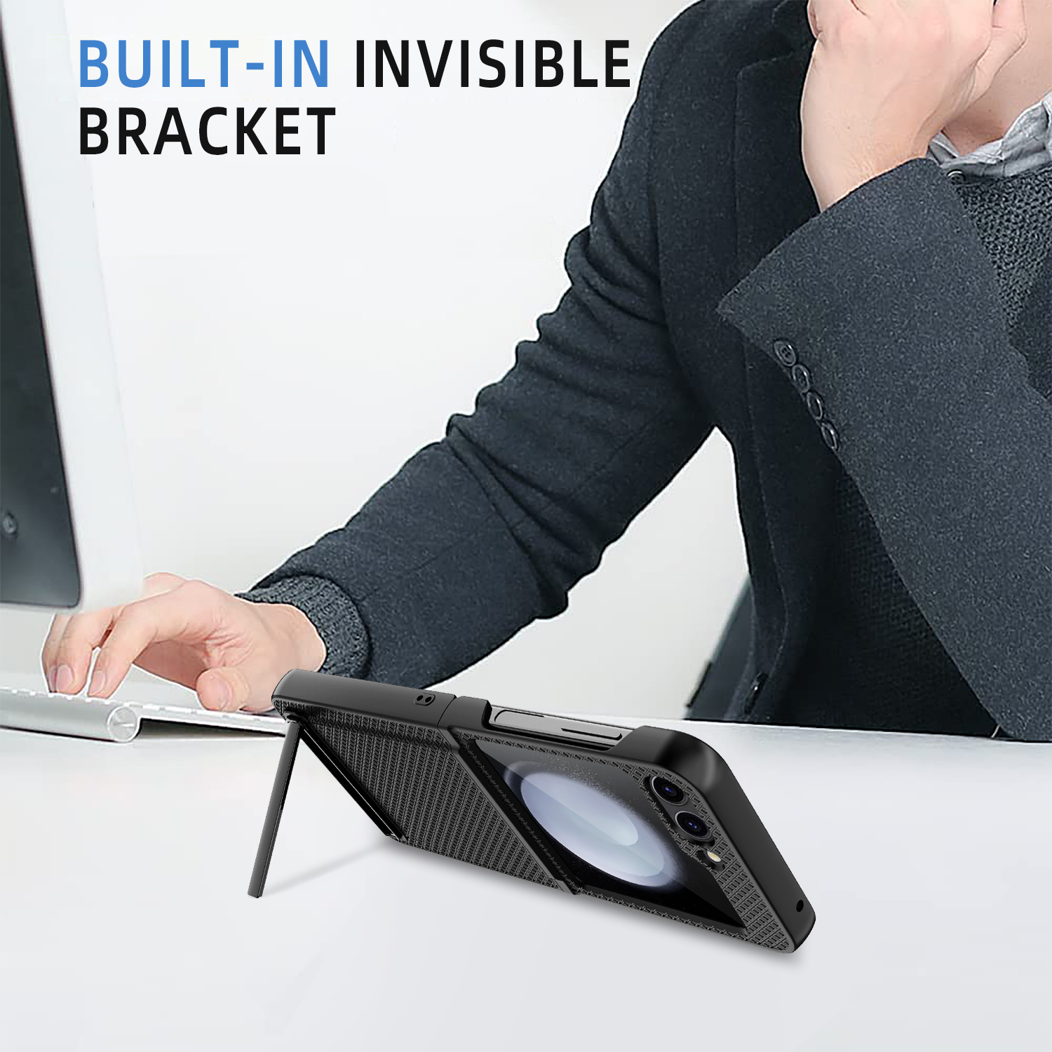 Invisible Bracket For Samsung Galaxy Z Flip 5 Case Matte Soft Hinge Protection Cover