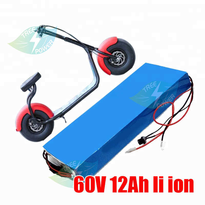 60V 12AH EBIKE BATERHAÇÃO 18650 Bateria de íons de lítio para scooter de motocicleta de bicicletas elétricas com carregador