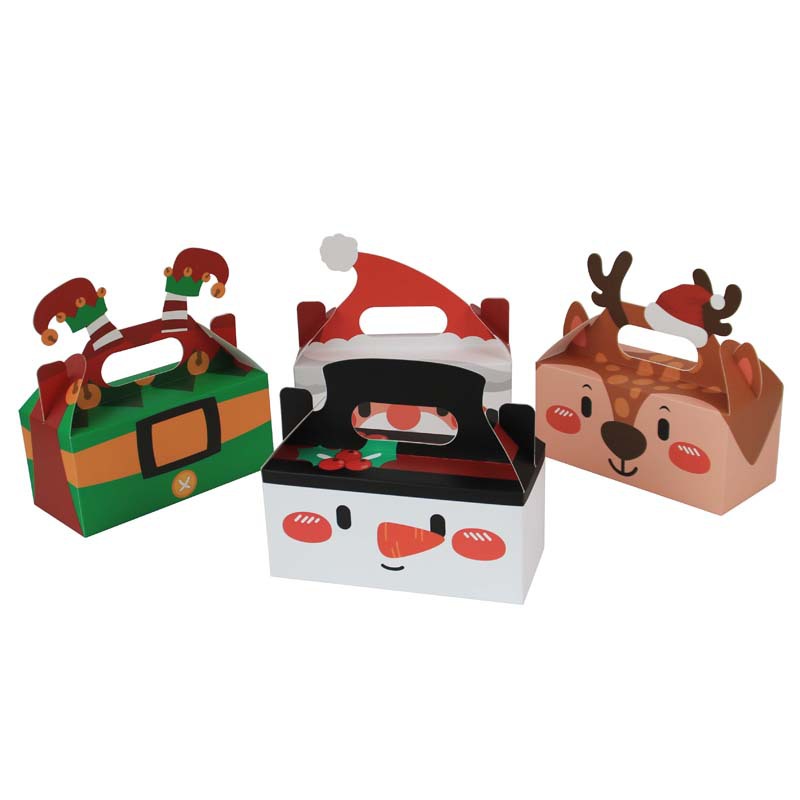 Cake Box Shape Merry Christmas Candy Boxes Bags Christmas Santa Claus Gift Box Navidad Natal Noel Party Decoration LX6035