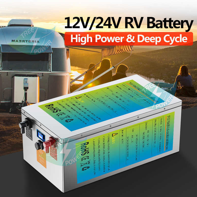 TreePower 24V 400AH Lithium LIFEPO4 Bateria para 24V Substitua a bateria de chumbo ACOLHO SOLAR MOTOR HOME+ 20A Carregador