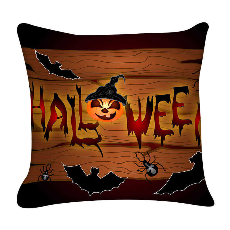 Pillow Case Halloween Happy Terror Pumpkin Print Cushion Cover Home Living Room Sofa Decoration Square Polyester Cover HKD230817