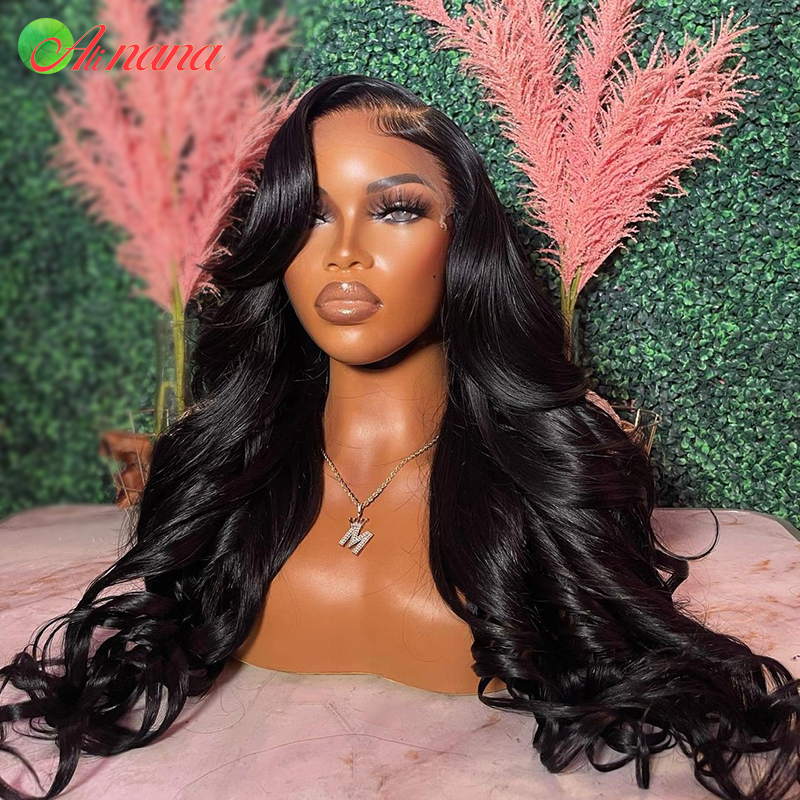 220%density Ombre Ginger Brown Colored 13x6 HD Transparent Lace Frontal Wig Wave Pre-Plucked 12A Grade Lace Closure Human Hair Wig for Women