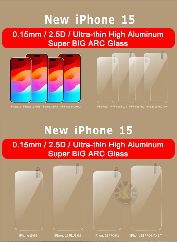 0.15mm Ultra ince 2.5D iPhone 15 14 13 12 11 Pro Max 8 7 6 Plus SE2 SE3 Süper Büyük Ark Plazma Yağlama Filmi OPP Çantası ile