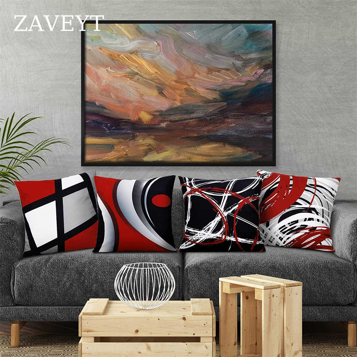 Pillow Case ZAVEYT Hot Sale Simple Geometric Abstraction Cover For Sofa Home Throw Cushion Case Decorative Polyester Print 45x45 HKD230817