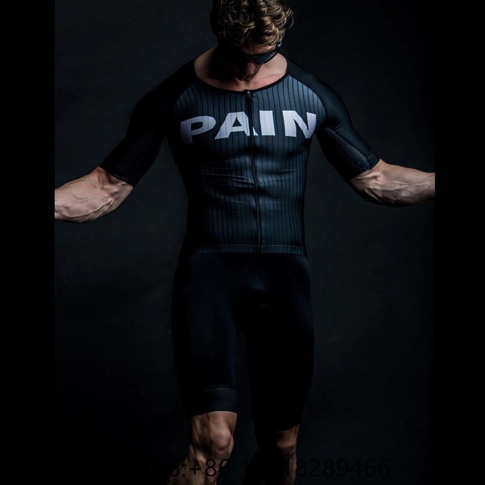 Cykeltröja sätter älskar Pain Triathlon Suit Men's Pro Team Jumpsuit Short Sleeve Speedsuit Ciclismo Maillot Hombre Quick Dry Cycling Skinsuit 230817